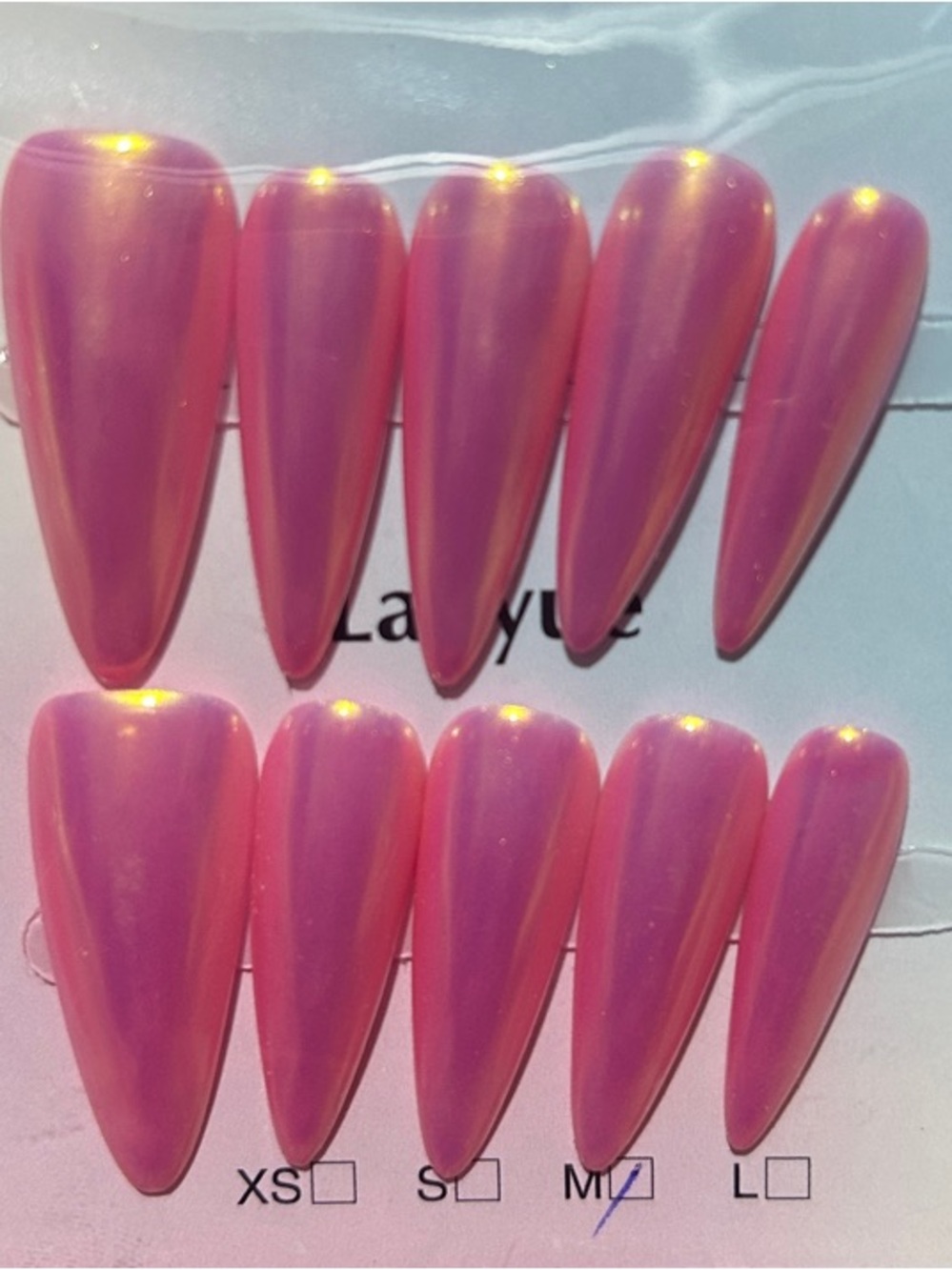 Stiletto Press-On Nails - Iridescent Pink